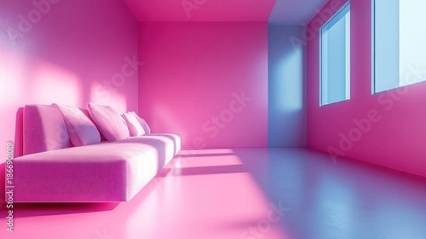 Obraz Pink room with light & sofas