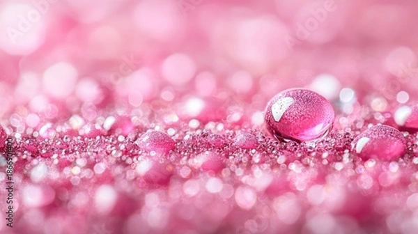 Obraz Pink water droplets, glittering background