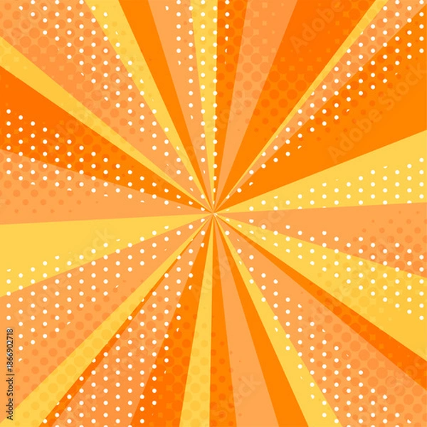 Obraz アメコミ風のポップな背景イラスト　集中線・オレンジ