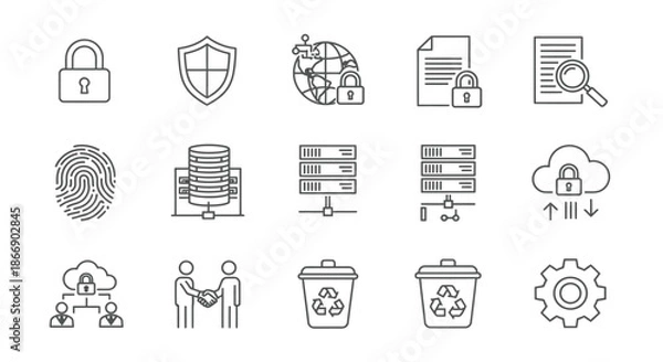 Obraz Cybersecurity and data management icons