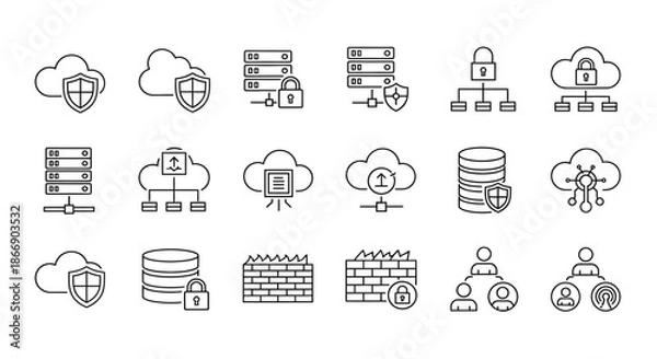 Obraz Cloud security and data protection icons
