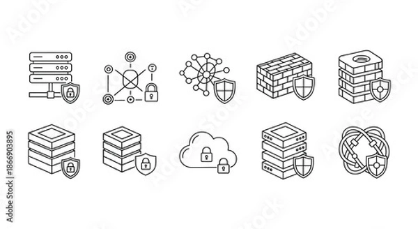 Obraz Network security and data protection icons
