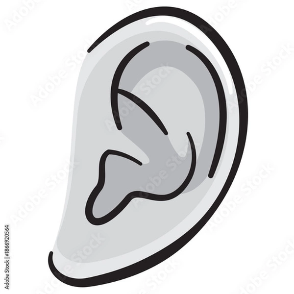 Obraz 聴覚や健康をイメージした人間の耳のシンプルなベクターイラスト