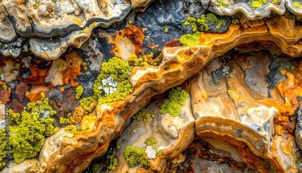 Obraz Lichen-Covered Rock Formation, Abstract Texture