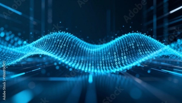 Fototapeta Digital binary wave pattern