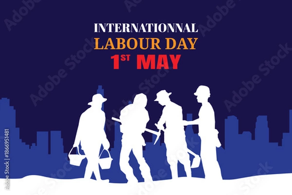 Obraz Labour day background, Construction vector background, Worker in a building site.