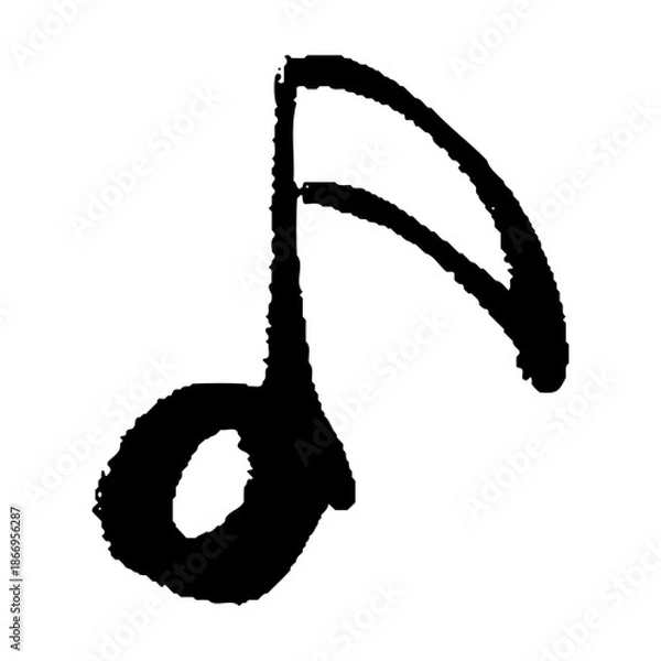 Obraz 手描きの筆文字風8分音符イラスト