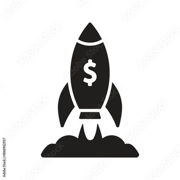 Fototapeta Spaceship launch icon. Rocket launch icon