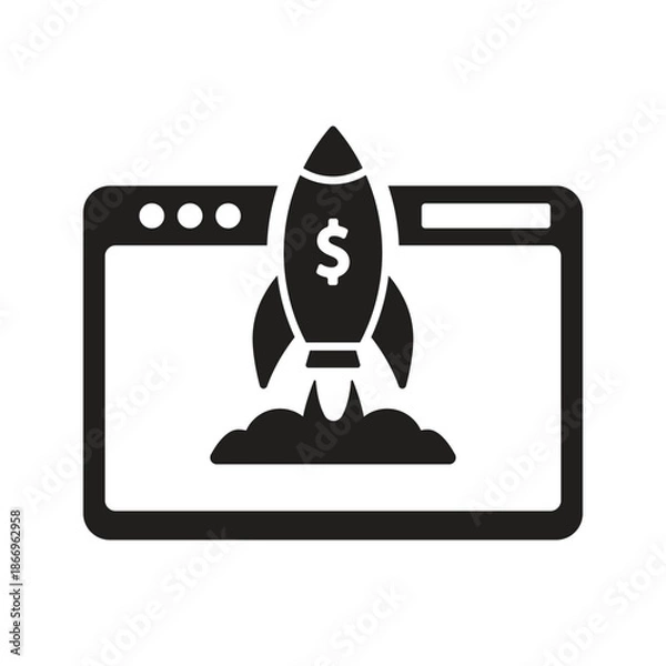 Fototapeta Website startup icon. Project launch icon