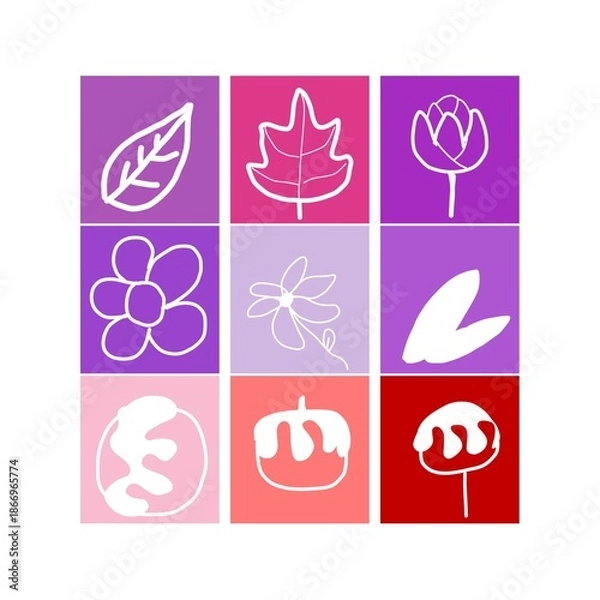 Obraz Rectangle With abstract objects  icons set