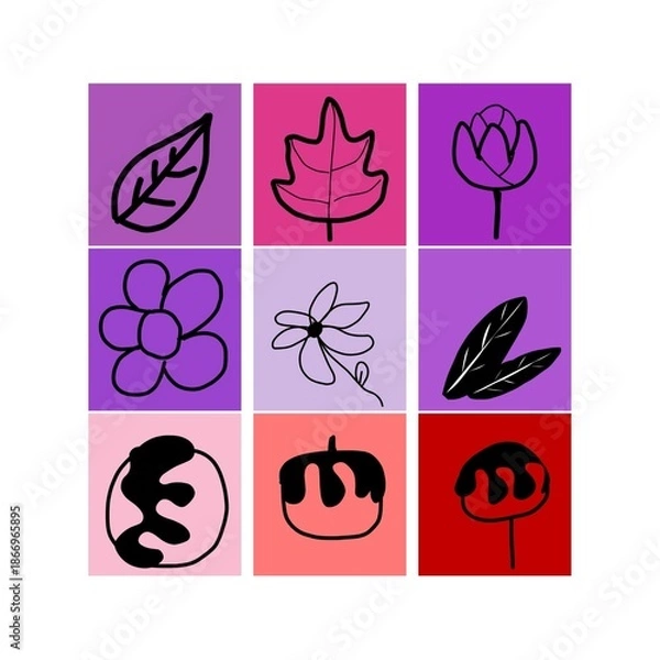 Obraz flower icons set