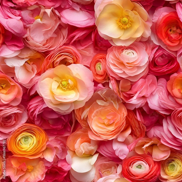 Obraz Seamless ranunculus petals texture floral background