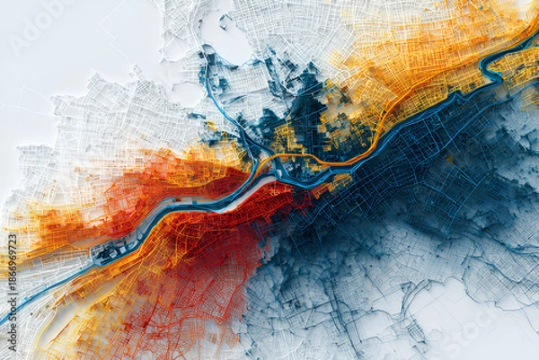 Obraz 都市部の地震災害を想定したハザードマップのイメージ