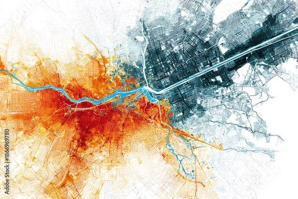 Obraz 都市部の地震災害を想定したハザードマップのイメージ