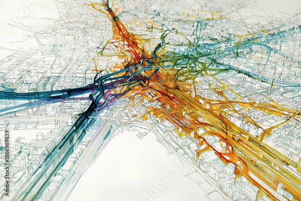 Obraz 都市部の地震災害を想定したハザードマップのイメージ