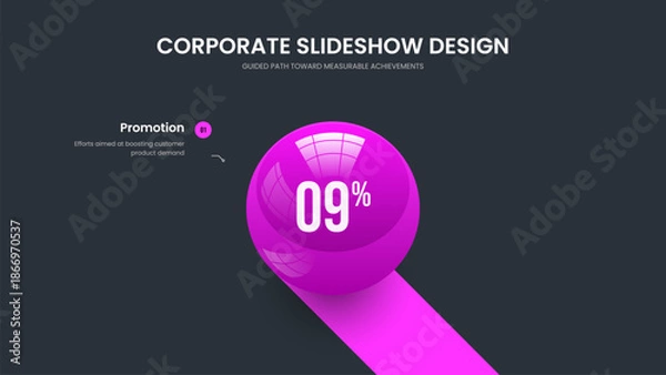 Obraz Medical Performance 1 Step Graph Presentation Template. Simple Forecast One Element Chart Frame Layout. Advertising Launch Slide Design Vector Illustration.