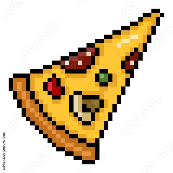 Obraz Vector Pixel Art Icon - Pizza Triangle Slice