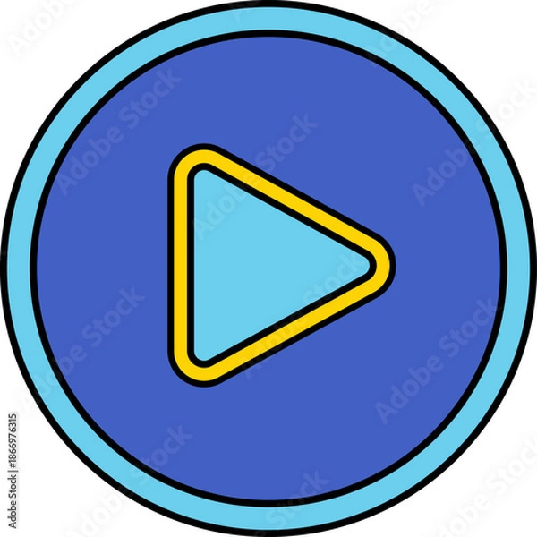 Fototapeta Play button media control flat illustration