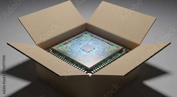 Obraz Smart manufacturing and AI technology concept with microchip