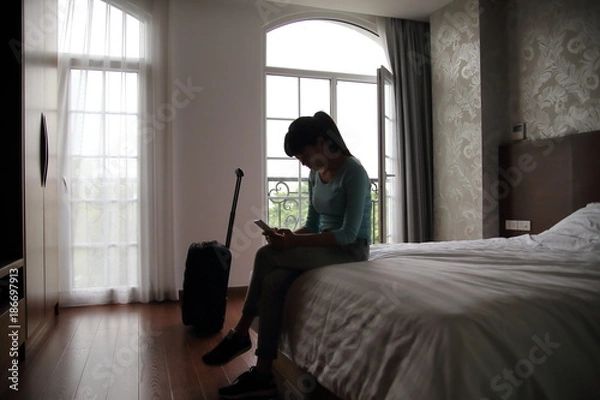 Fototapeta ベトナム旅行中の女性