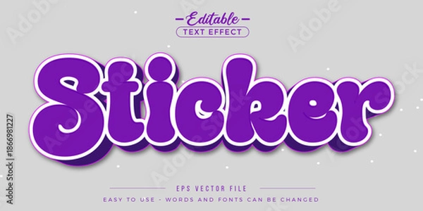 Obraz Purple sticker text, editable text effect.