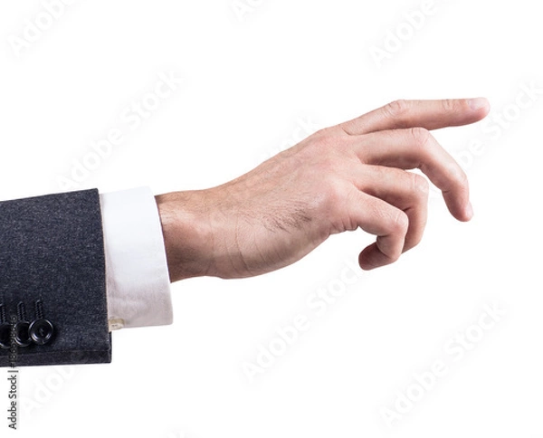 Obraz Man's hand in suit pointing in the air.