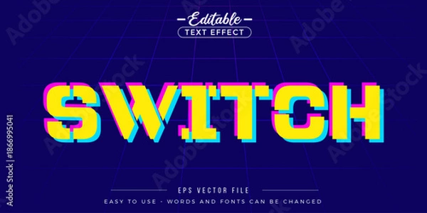 Obraz Glitch switch text, editable text effect.
