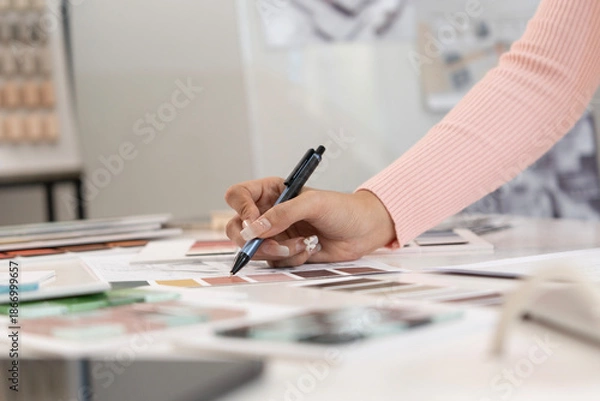 Obraz Creative web designer planning UI application and developing digital template