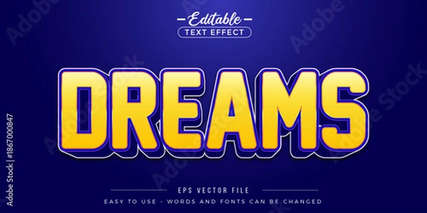 Obraz Yellow dreams text, editable text effect.