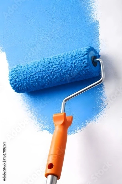 Fototapeta paint roller on white background