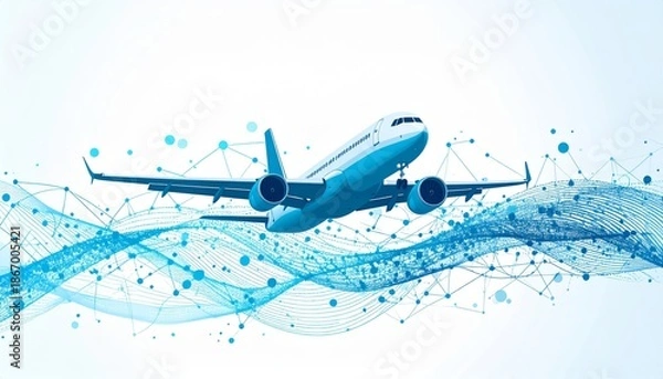 Obraz flying airplane abstract concept vector illustration
