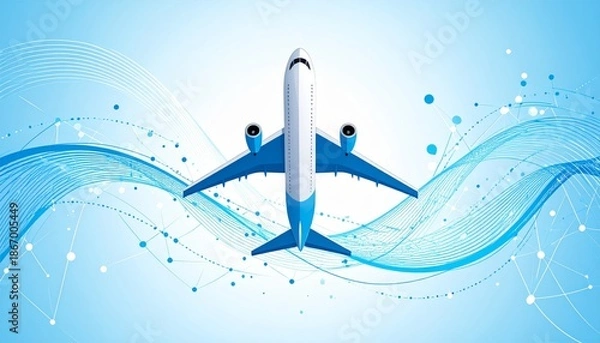 Obraz flying airplane abstract concept vector illustration