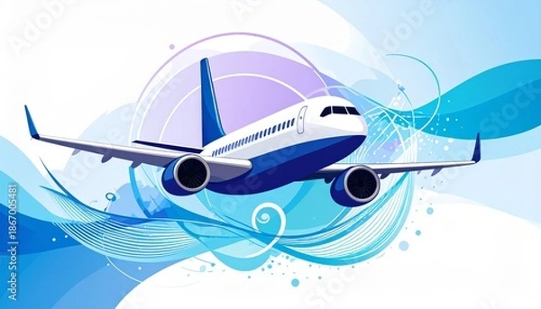 Obraz flying airplane abstract concept vector illustration