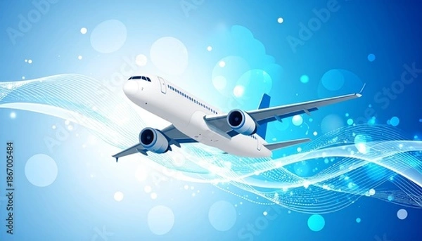 Obraz flying airplane abstract concept vector illustration