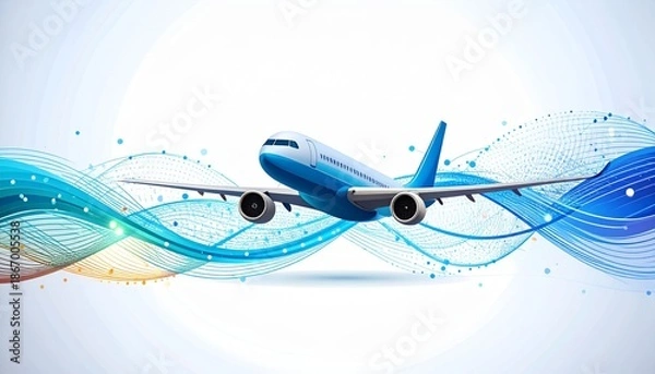 Obraz flying airplane abstract concept vector illustration