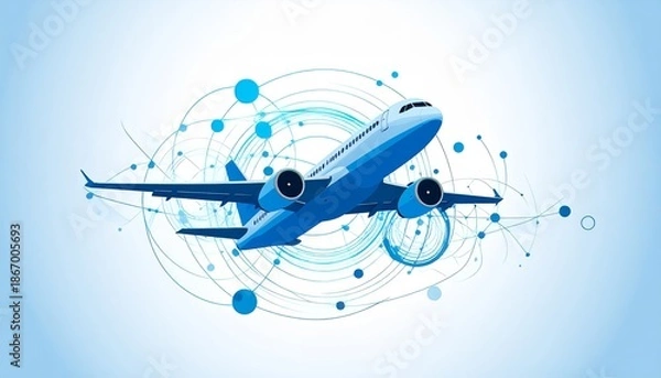 Obraz flying airplane abstract concept vector illustration