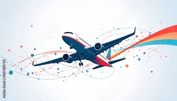 Obraz flying airplane abstract concept vector illustration