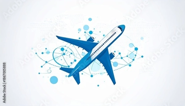 Obraz flying airplane abstract concept vector illustration
