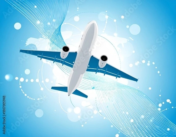 Obraz flying airplane abstract concept vector illustration