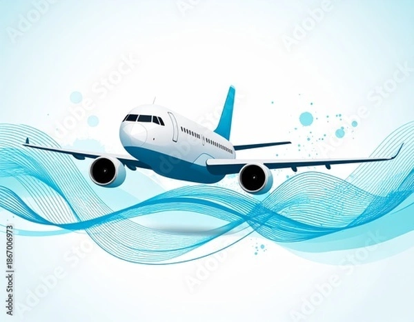 Obraz flying airplane abstract concept vector illustration