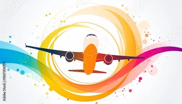 Obraz flying airplane abstract concept vector illustration