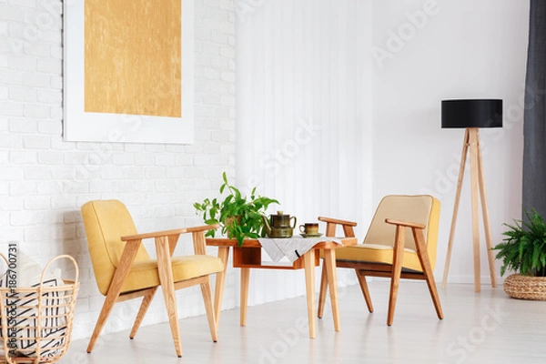 Fototapeta Yellow vintage living room