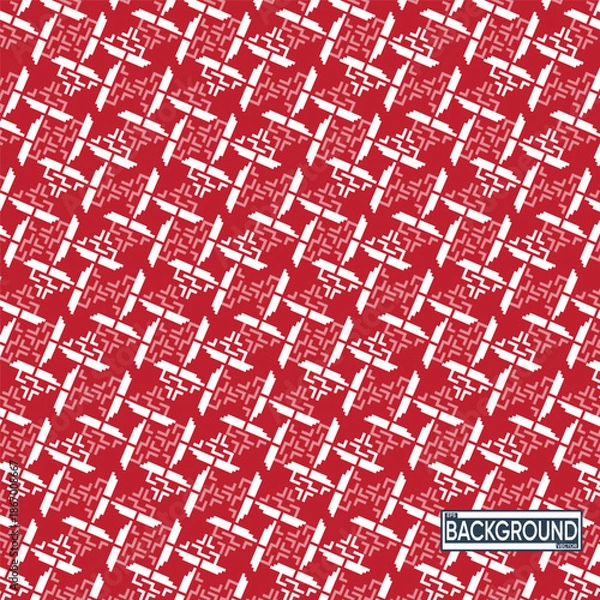 Fototapeta Red and White Abstract Geometric Repeating Pattern Background