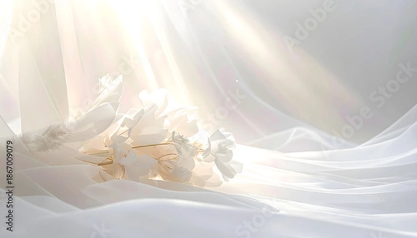Obraz 柔らかな光のウェディングホワイト背景