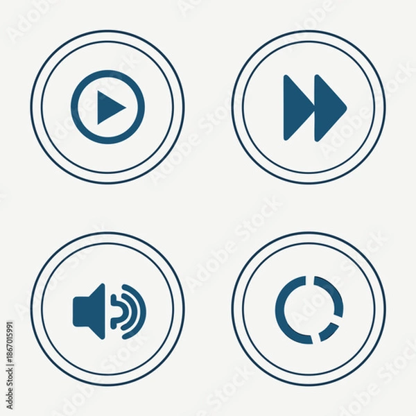 Obraz Tech Startup UI Navigation Icons with Fast Forward Button Vector