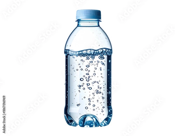 Obraz Plastic bottle partially filled with clear bubbly liquid