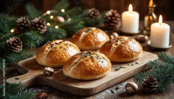 Obraz Herb rolls holiday setting