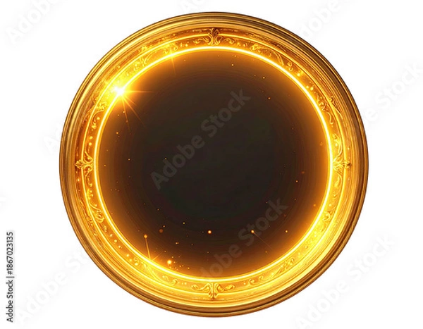 Obraz Gilded circle with glowing edges, central empty space