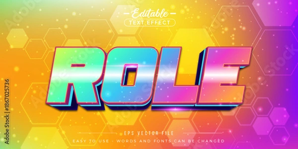 Obraz Editable text effect on colorful role text.