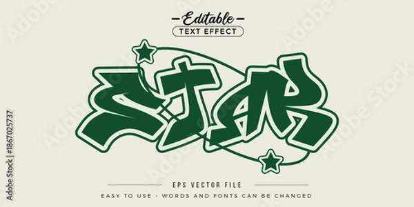 Obraz Editable text effect on green star text.